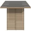 Trädgårdsbord med glasskiva beige 190x80x74 cm konstrotting vidaXL – miniatyr 4