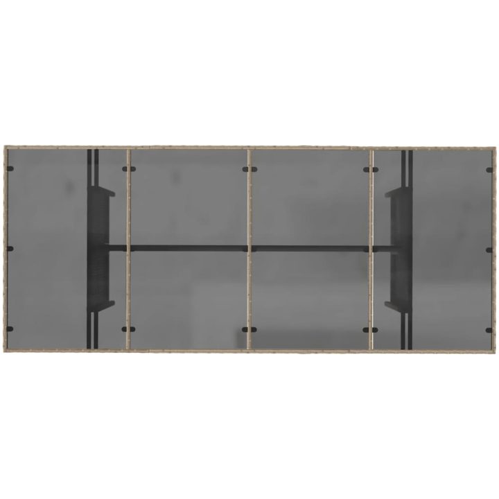 Trädgårdsbord med glasskiva beige 190x80x74 cm konstrotting vidaXL – bild 7