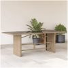 Trädgårdsbord med glasskiva beige 190x80x74 cm konstrotting vidaXL – miniatyr 1