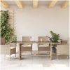 Trädgårdsbord med glasskiva beige 190x80x75 cm konstrotting vidaXL – miniatyr 3