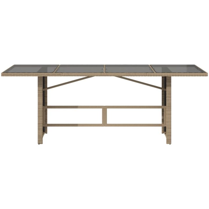 Trädgårdsbord med glasskiva beige 190x80x75 cm konstrotting vidaXL – bild 4