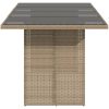 Trädgårdsbord med glasskiva beige 190x80x75 cm konstrotting vidaXL – miniatyr 5