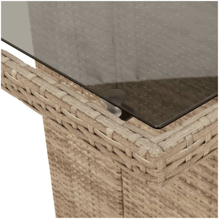 Trädgårdsbord med glasskiva beige 190x80x75 cm konstrotting vidaXL – bild 8