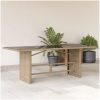 Trädgårdsbord med glasskiva beige 190x80x75 cm konstrotting vidaXL – miniatyr 1
