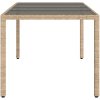 Trädgårdsbord med glasskiva beige 190x90x75 cm konstrotting vidaXL – miniatyr 5