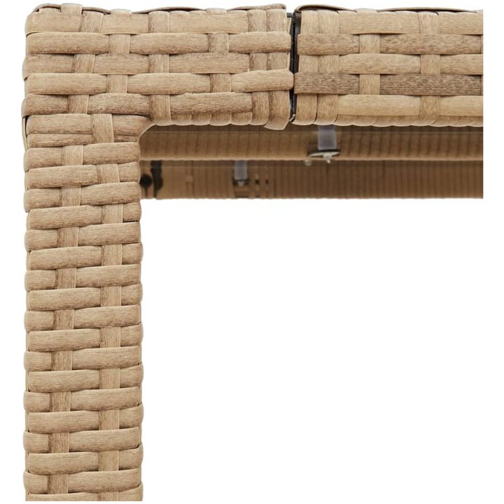 Trädgårdsbord med glasskiva beige 190x90x75 cm konstrotting vidaXL – bild 9