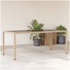 Trädgårdsbord med glasskiva beige 190x90x75 cm konstrotting vidaXL – miniatyr 1