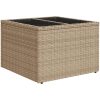 Trädgårdsbord med glasskiva beige 55x55x37 cm konstrotting vidaXL – miniatyr 2