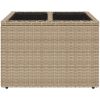 Trädgårdsbord med glasskiva beige 55x55x37 cm konstrotting vidaXL – miniatyr 4