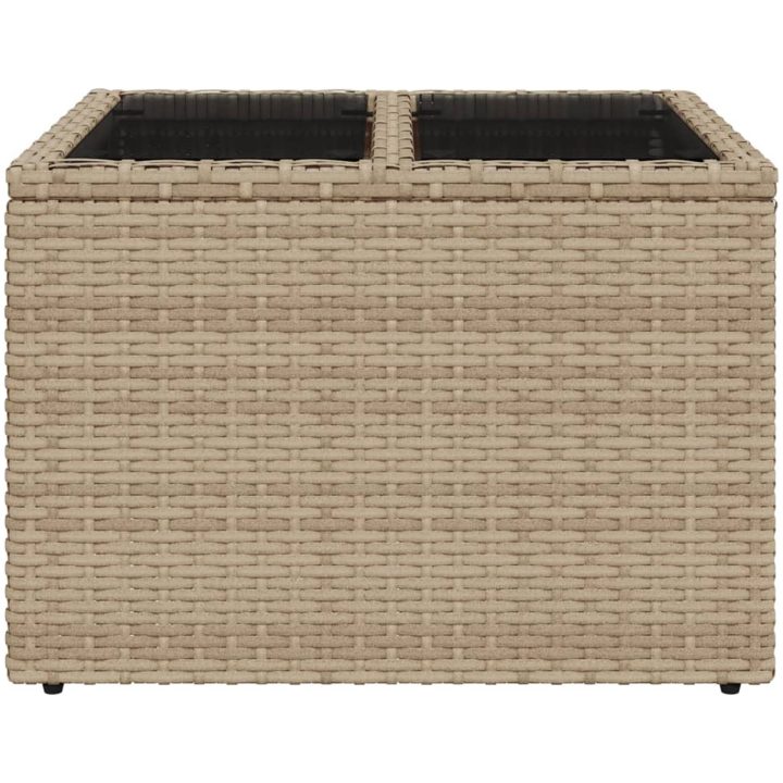 Trädgårdsbord med glasskiva beige 55x55x37 cm konstrotting vidaXL – bild 4