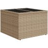 Trädgårdsbord med glasskiva beige 55x55x37 cm konstrotting vidaXL – miniatyr 6