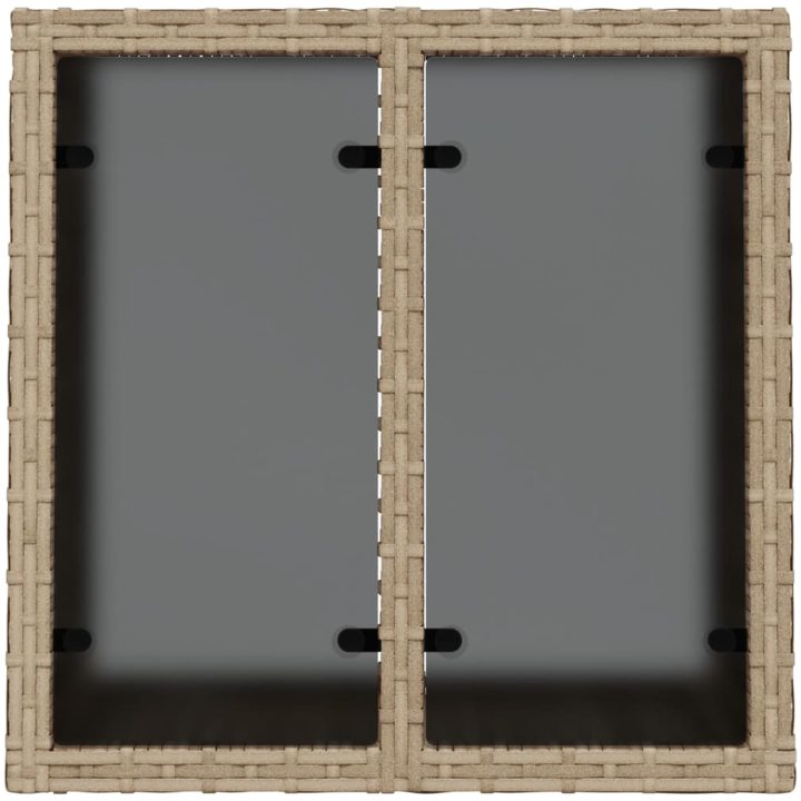 Trädgårdsbord med glasskiva beige 55x55x37 cm konstrotting vidaXL – bild 7