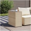 Trädgårdsbord med glasskiva beige 58x27,5x55 cm konstrotting vidaXL – miniatyr 3