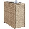 Trädgårdsbord med glasskiva beige 58x27,5x55 cm konstrotting vidaXL – miniatyr 4