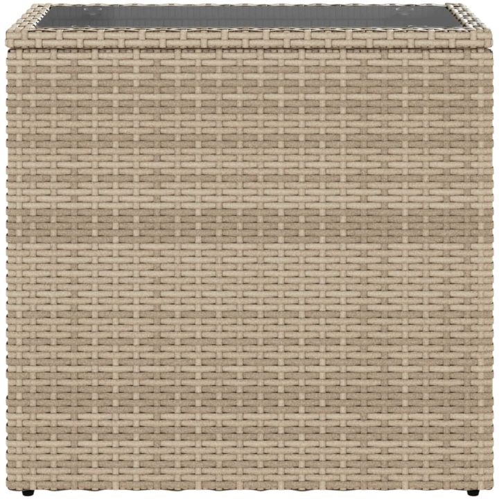 Trädgårdsbord med glasskiva beige 58x27,5x55 cm konstrotting vidaXL – bild 5
