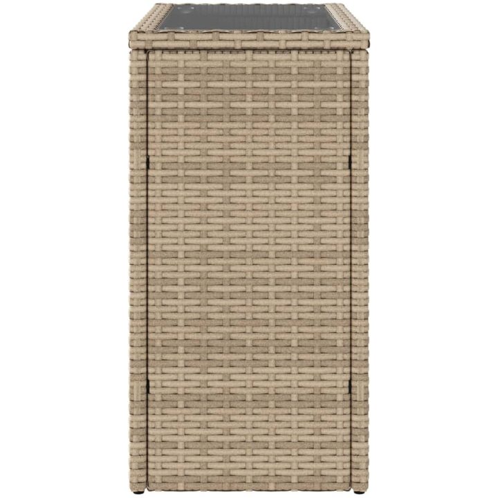 Trädgårdsbord med glasskiva beige 58x27,5x55 cm konstrotting vidaXL – bild 6