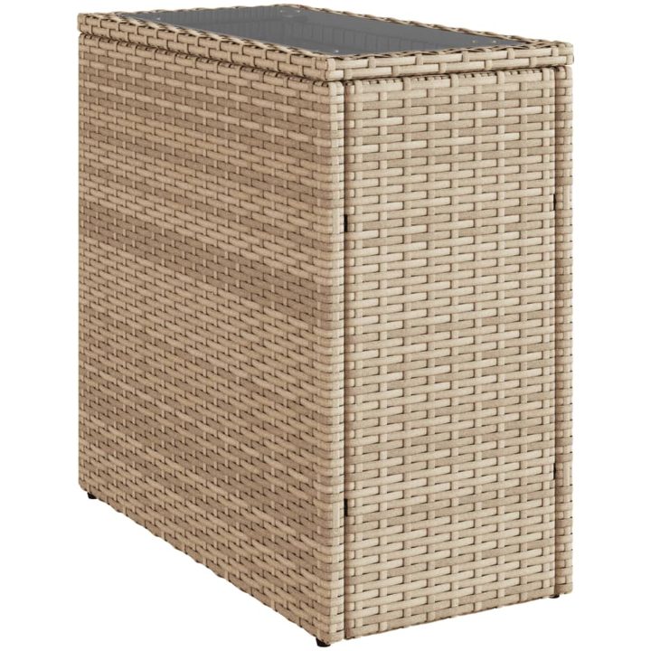 Trädgårdsbord med glasskiva beige 58x27,5x55 cm konstrotting vidaXL – bild 7
