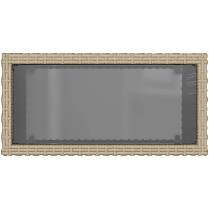 Trädgårdsbord med glasskiva beige 58x27,5x55 cm konstrotting vidaXL – bild 8