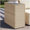 Trädgårdsbord med glasskiva beige 58x27,5x55 cm konstrotting vidaXL – miniatyr 1