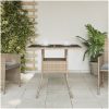 Trädgårdsbord med glasskiva beige 80x80x75 cm konstrotting vidaXL – miniatyr 3