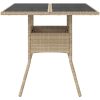 Trädgårdsbord med glasskiva beige 80x80x75 cm konstrotting vidaXL – miniatyr 4