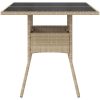 Trädgårdsbord med glasskiva beige 80x80x75 cm konstrotting vidaXL – miniatyr 5
