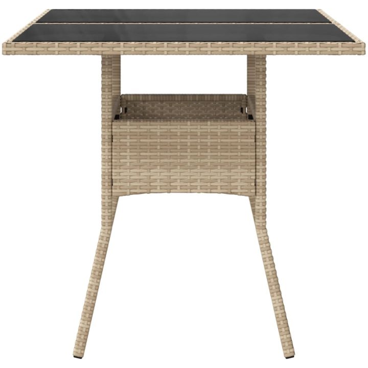 Trädgårdsbord med glasskiva beige 80x80x75 cm konstrotting vidaXL – bild 5