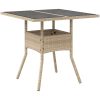 Trädgårdsbord med glasskiva beige 80x80x75 cm konstrotting vidaXL – miniatyr 6