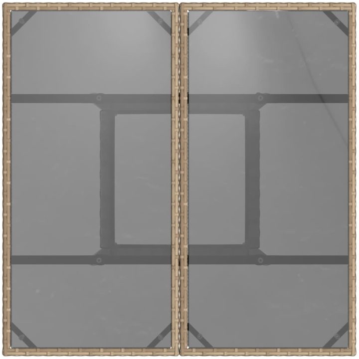 Trädgårdsbord med glasskiva beige 80x80x75 cm konstrotting vidaXL – bild 7
