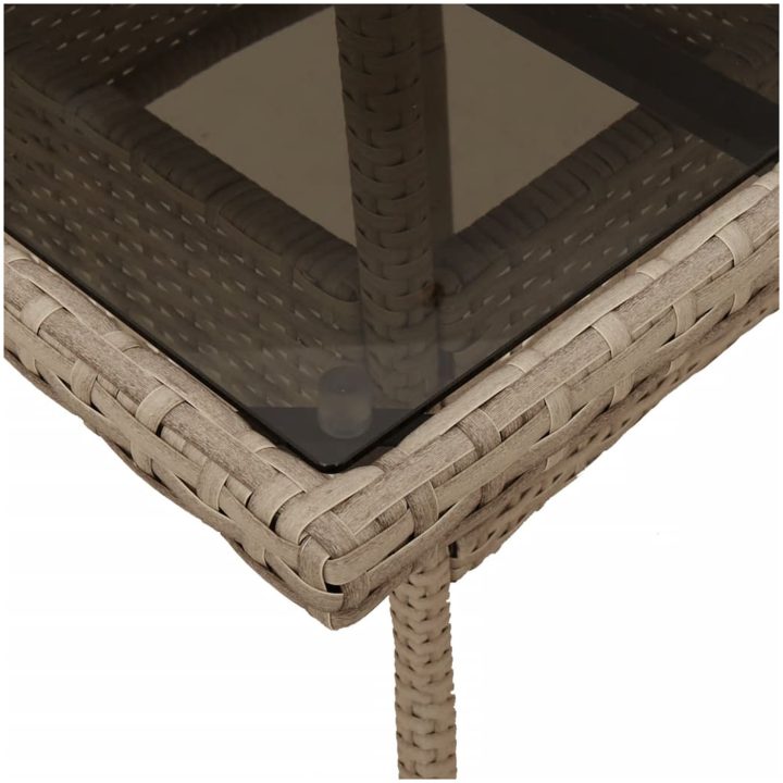 Trädgårdsbord med glasskiva beige 80x80x75 cm konstrotting vidaXL – bild 8