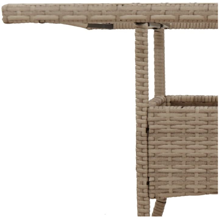 Trädgårdsbord med glasskiva beige 80x80x75 cm konstrotting vidaXL – bild 9