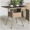 Trädgårdsbord med glasskiva beige 80x80x75 cm konstrotting vidaXL – miniatyr 1