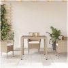 Trädgårdsbord med glasskiva beige 90x90x75 cm konstrotting vidaXL – miniatyr 3
