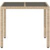 Trädgårdsbord med glasskiva beige 90x90x75 cm konstrotting vidaXL – miniatyr 4