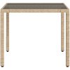 Trädgårdsbord med glasskiva beige 90x90x75 cm konstrotting vidaXL – miniatyr 5