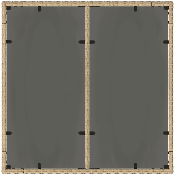 Trädgårdsbord med glasskiva beige 90x90x75 cm konstrotting vidaXL – bild 7