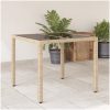 Trädgårdsbord med glasskiva beige 90x90x75 cm konstrotting vidaXL – miniatyr 1