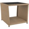Trädgårdsbord med glasskiva beige konstrotting & härdat glas vidaXL – miniatyr 2