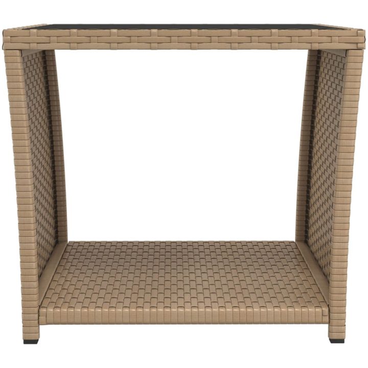 Trädgårdsbord med glasskiva beige konstrotting & härdat glas vidaXL – bild 3