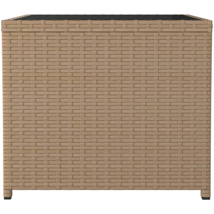 Trädgårdsbord med glasskiva beige konstrotting & härdat glas vidaXL – bild 4