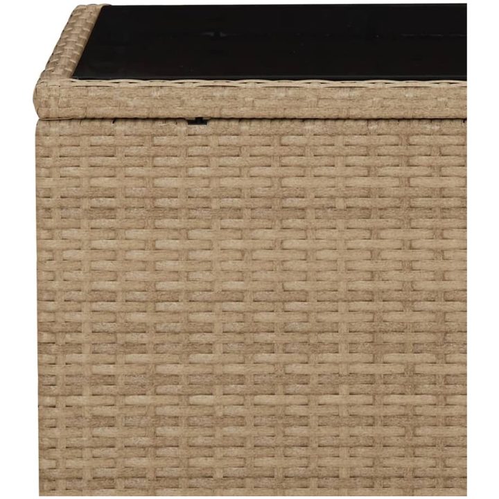 Trädgårdsbord med glasskiva beige konstrotting & härdat glas vidaXL – bild 5