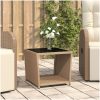 Trädgårdsbord med glasskiva beige konstrotting & härdat glas vidaXL – miniatyr 1