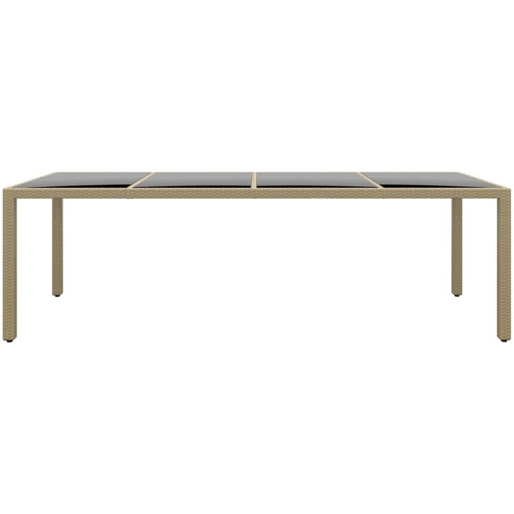 Trädgårdsbord med glasskiva beige konstrotting vidaXL – bild 2