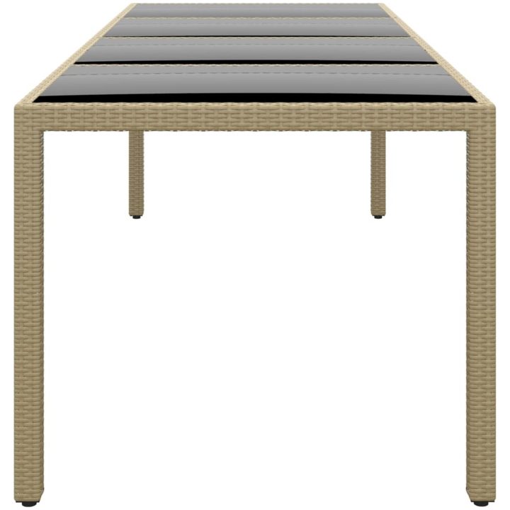 Trädgårdsbord med glasskiva beige konstrotting vidaXL – bild 3