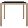 Trädgårdsbord med glasskiva beige konstrotting&härdat glas vidaXL 90 x 90 x 75 cm – miniatyr 3