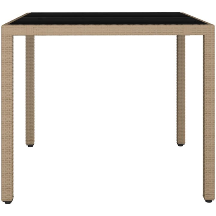 Trädgårdsbord med glasskiva beige konstrotting&härdat glas vidaXL 90 x 90 x 75 cm – bild 4