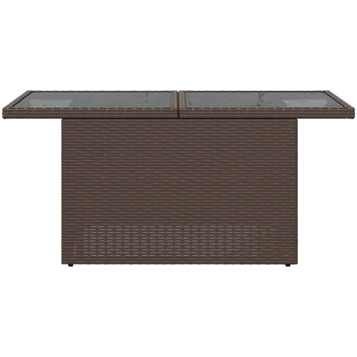 Trädgårdsbord med glasskiva brun 100x55x73 cm konstrotting vidaXL – bild 5