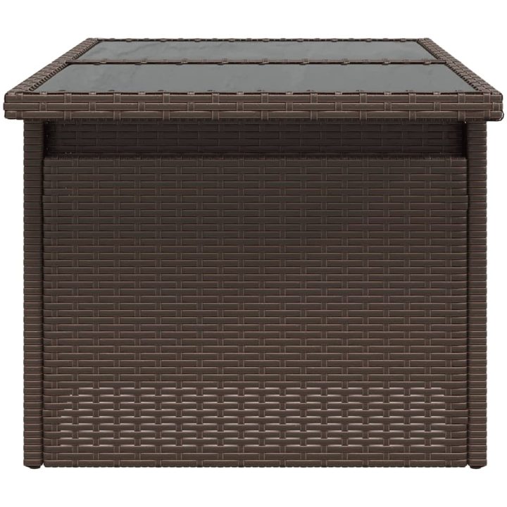 Trädgårdsbord med glasskiva brun 100x55x73 cm konstrotting vidaXL – bild 6