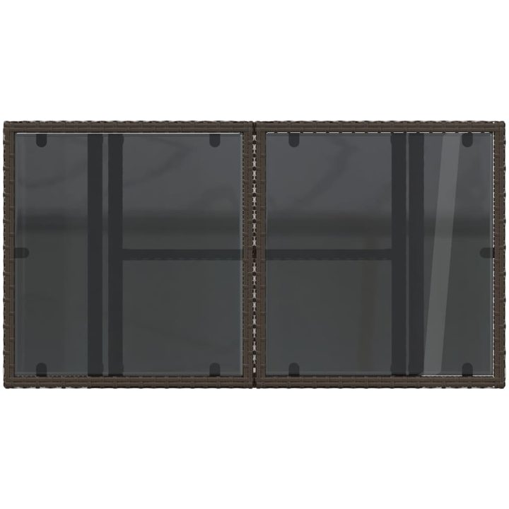 Trädgårdsbord med glasskiva brun 100x55x73 cm konstrotting vidaXL – bild 9