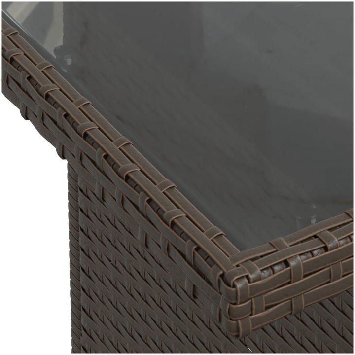 Trädgårdsbord med glasskiva brun 100x55x73 cm konstrotting vidaXL – bild 10